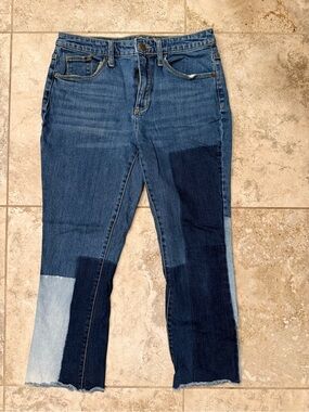 Universal Thread Patchwork Straight Leg Jeans in Blue Tones